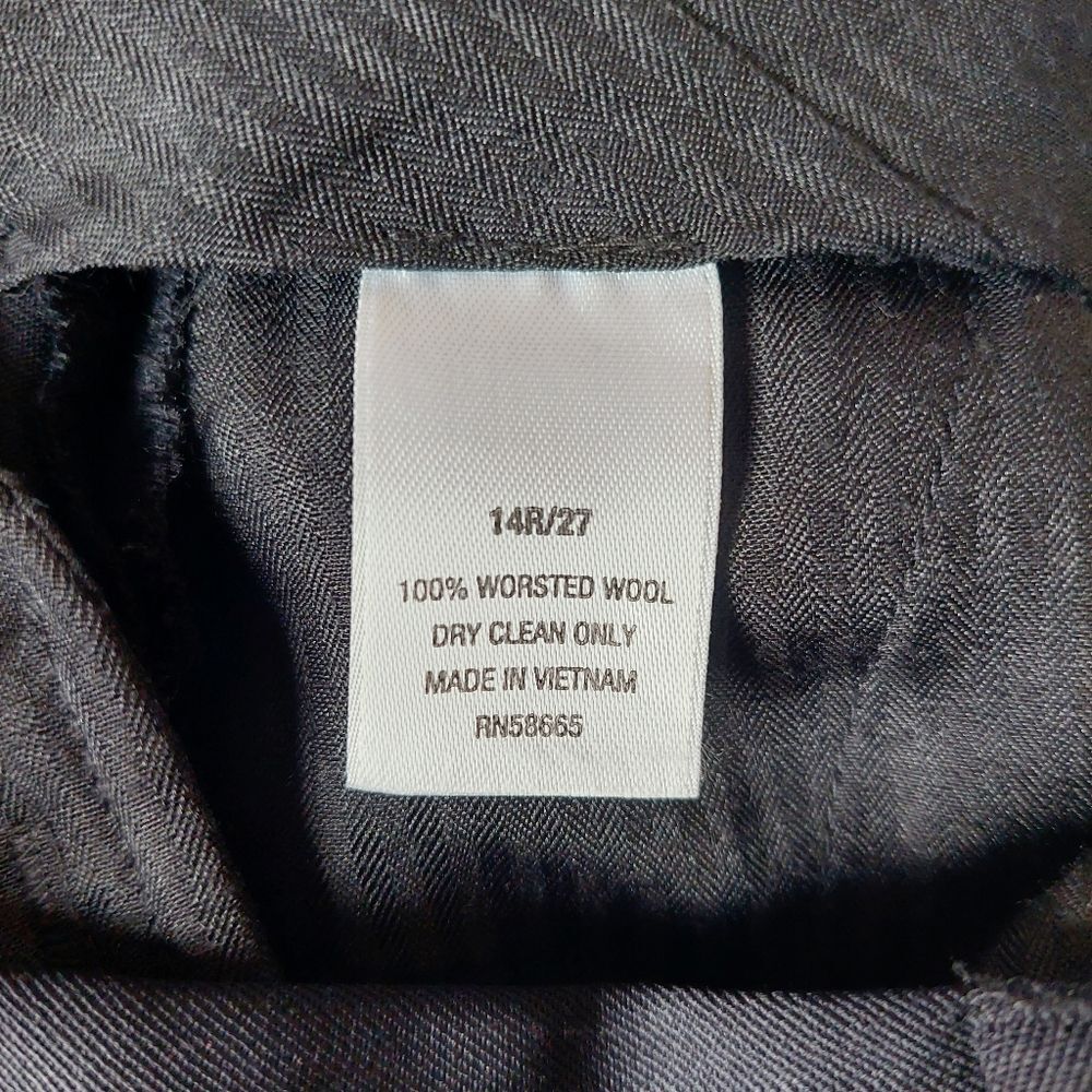 Nordstrom 100% Worsted Wool Black Pleated Dress Pants w/ Pockets Sz 14R/127 - Picture 9 of 10